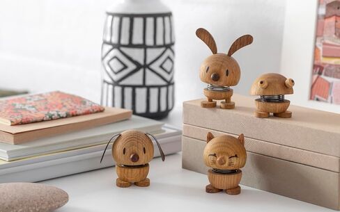 Hoptimist Dog Oak Bimble، بني خشبي، زخرفة ديكور المنزل - تصميم دنماركي، خشب مع زنبرك معدني، صغير - يخلق حركة مبهجة in Kuwait