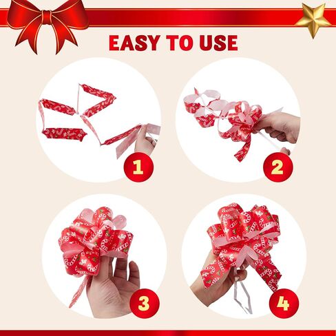 JOYIN 108 PCS Christmas Pull Bows with Ribbon 5" Wide for Gift Wrapping & Gift Tags, Boxing Day Decorations, Holiday Decor Present Wrapping in Saudi Arabia