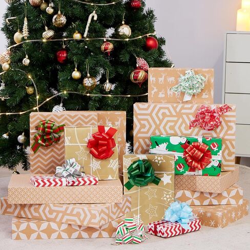 JOYIN 108 PCS Christmas Pull Bows with Ribbon 5" Wide for Gift Wrapping & Gift Tags, Boxing Day Decorations, Holiday Decor Present Wrapping in Saudi Arabia