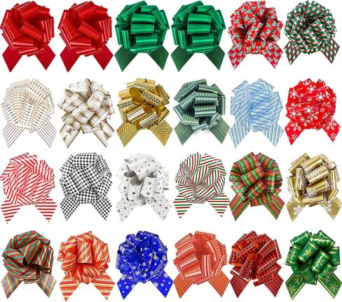 SIMISI RIBBON 24 Pcs Christmas Bows for Gift Wrapping Pull Bows and Ribbon for Presents, Gift Baskets in Saudi Arabia
