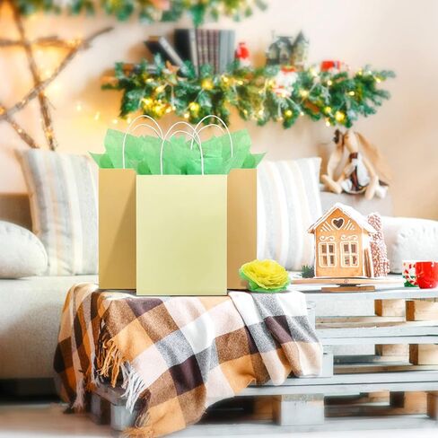 Naler 60 ورقة مناديل ورقية خضراء بالجملة لتغليف الهدايا مناديل ورقية فاخرة للديكور لحقائب الهدايا وأعياد الميلاد وحفلات الزفاف وعيد الفصح والديكور على شكل زهرة بوم بوم، 14x20 بوصة in Kuwait