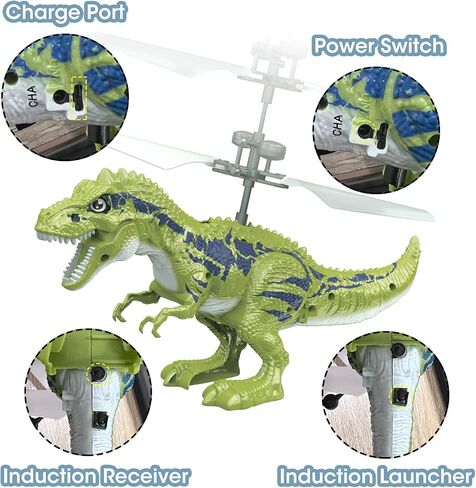Dinosaur Toys for 8-12 Year Old Boys, Flying Toy Ball Infrared Induction RC Flying Ball Cool Toy for Kids Boys Girls Light Helicopter Flying Drone Indoor Outdoor Games Christmas Birthday Gifts in Saudi Arabia