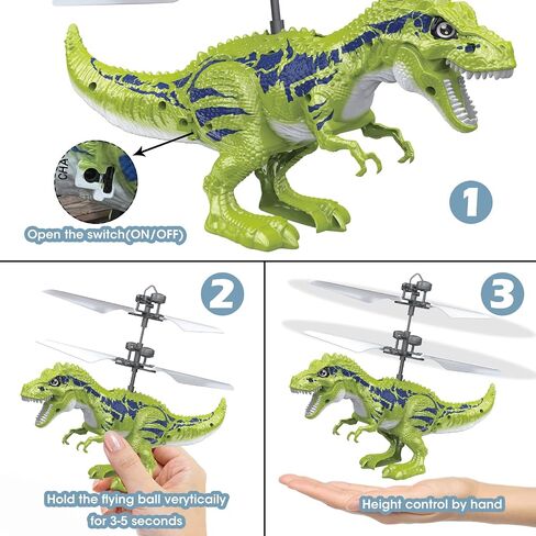 Dinosaur Toys for 8-12 Year Old Boys, Flying Toy Ball Infrared Induction RC Flying Ball Cool Toy for Kids Boys Girls Light Helicopter Flying Drone Indoor Outdoor Games Christmas Birthday Gifts in Saudi Arabia