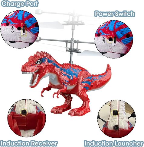 Dinosaur Toys for 8-12 Year Old Boys, Flying Toy Ball Infrared Induction RC Flying Ball Cool Toy for Kids Boys Girls Light Helicopter Flying Drone Indoor Outdoor Games Christmas Birthday Gifts in Saudi Arabia