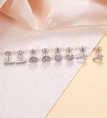 14K الذهب مطلي أقراط صغيرة للفتيات النساء هيبوالرجينيك الجراحية الصلب الغضروف شقة الظهر أقراط الفضة تشيكوسلوفاكيا الصليب اليدوية المسمار الخلفي أقراط الأزرار in Kuwait