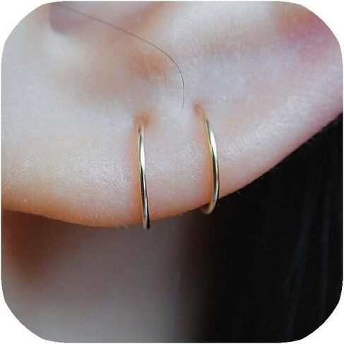 14K Gold Filled Small Hoop Earrings for Cartilage Nose, Tiny Thin 7mm Piercing Hoop Ring 22 Gauge in Saudi Arabia