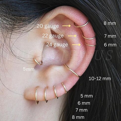 14K Gold Filled Small Hoop Earrings for Cartilage Nose, Tiny Thin 7mm Piercing Hoop Ring 22 Gauge in Saudi Arabia