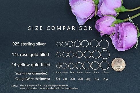 14K Gold Filled Small Hoop Earrings for Cartilage Nose, Tiny Thin 7mm Piercing Hoop Ring 22 Gauge in Saudi Arabia
