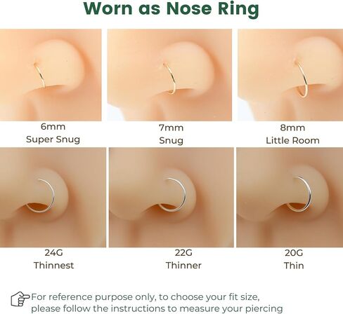 14K Gold Filled Small Hoop Earrings for Cartilage Nose, Tiny Thin 7mm Piercing Hoop Ring 22 Gauge in Saudi Arabia