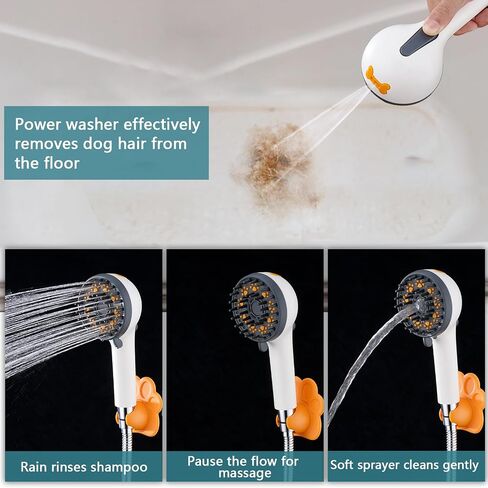 Dog Shower Attachment to Bathroom, Bathtub, Kitchen& Utility Laundry Faucet Washing, High Pressure Pet Wash Cleaning Sprayer with Bath Brush, 4ft Hose, Shower Holder, Sink or Indoor in Saudi Arabia