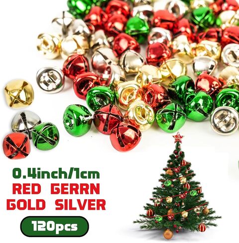 120Pcs Christmas Jingle Bells for Crafts 2/5 Inch,4 Color Mix Craft Bells DIY Bells for Christmas Pet Decorations Christmas Party Decorations and Home in Saudi Arabia