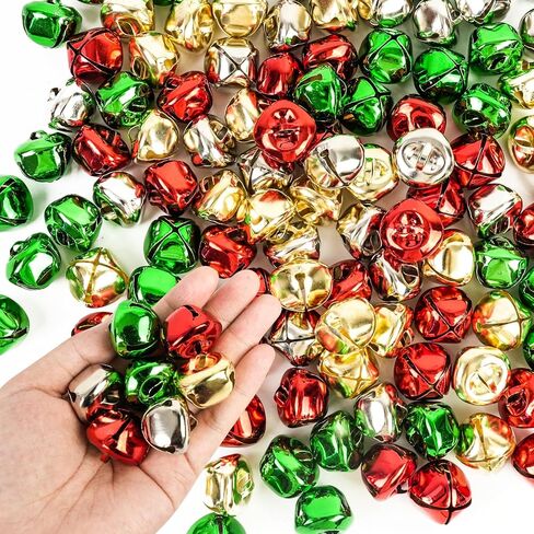120Pcs Christmas Jingle Bells for Crafts 2/5 Inch,4 Color Mix Craft Bells DIY Bells for Christmas Pet Decorations Christmas Party Decorations and Home in Kuwait
