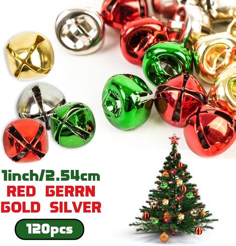 120Pcs Christmas Jingle Bells for Crafts 2/5 Inch,4 Color Mix Craft Bells DIY Bells for Christmas Pet Decorations Christmas Party Decorations and Home in Kuwait