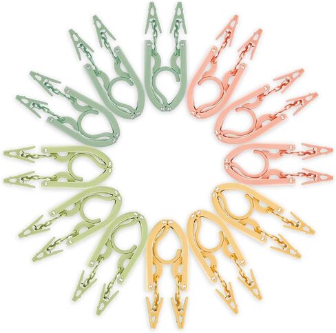 12Pcs Foldable Travel Hangers with 24Pcs Clips Portable Folding Clothes Hangers Cruise Travel Accessories Foldable Clothes Drying Hangers, Black in Kuwait