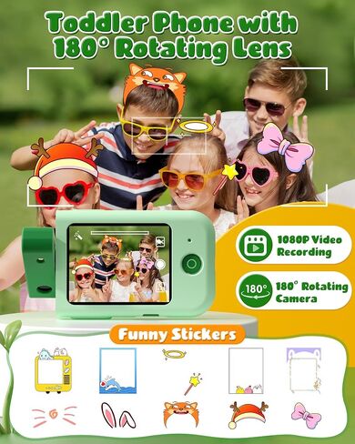 Kids Smart Phone Toys for Boys, Christmas Birthday Gifts for Girls Boys Ages 3-10, Touchscreen Toddler Learning Play Toy Phone with Rotating Camera, Game, Music Player, 8GB SD Card(Green Dinosaur) in Saudi Arabia