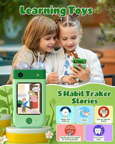 Kids Smart Phone Toys for Boys, Christmas Birthday Gifts for Girls Boys Ages 3-10, Touchscreen Toddler Learning Play Toy Phone with Rotating Camera, Game, Music Player, 8GB SD Card(Green Dinosaur) in Saudi Arabia