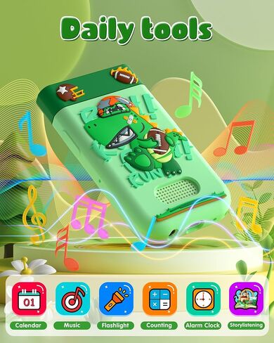 Kids Smart Phone Toys for Boys, Christmas Birthday Gifts for Girls Boys Ages 3-10, Touchscreen Toddler Learning Play Toy Phone with Rotating Camera, Game, Music Player, 8GB SD Card(Green Dinosaur) in Saudi Arabia