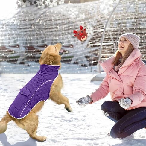 Malier Dog Winter Coat, Windproof Dog Cold Weather Coats with Real Pocket, Winter Dog Extra Warm Coat Dog Fleece Jacket Reflective Dog Clothes for Small Medium Large Dogs and Puppy (Red, Medium) in Kuwait
