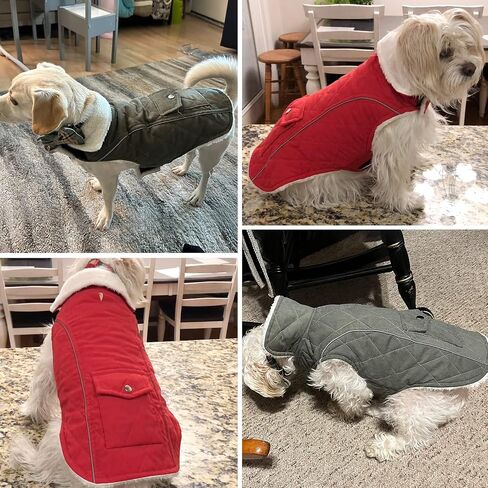 Malier Dog Winter Coat, Windproof Dog Cold Weather Coats with Real Pocket, Winter Dog Extra Warm Coat Dog Fleece Jacket Reflective Dog Clothes for Small Medium Large Dogs and Puppy (Red, Medium) in Kuwait