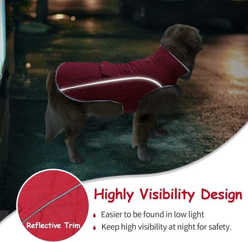 Malier Dog Winter Coat, Windproof Dog Cold Weather Coats with Real Pocket, Winter Dog Extra Warm Coat Dog Fleece Jacket Reflective Dog Clothes for Small Medium Large Dogs and Puppy (Red, Medium) in Kuwait
