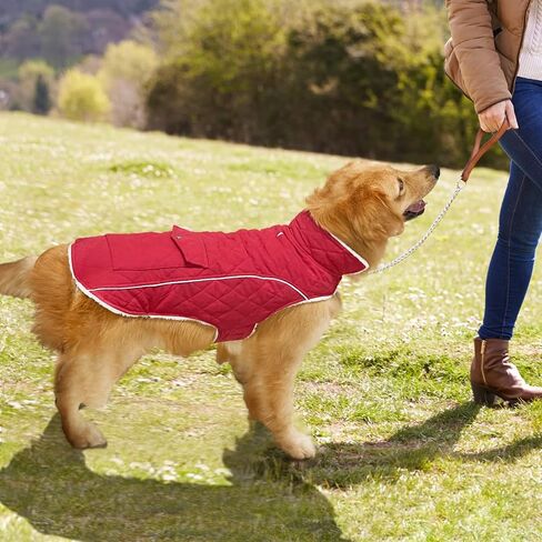 Malier Dog Winter Coat, Windproof Dog Cold Weather Coats with Real Pocket, Winter Dog Extra Warm Coat Dog Fleece Jacket Reflective Dog Clothes for Small Medium Large Dogs and Puppy (Red, Medium) in Kuwait
