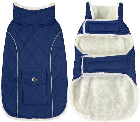 معطف شتوي للكلاب من Malier، معاطف مقاومة للرياح للطقس البارد مع جيب حقيقي، معطف شتوي دافئ إضافي للكلاب، سترة صوفية عاكسة، ملابس للكلاب الصغيرة والمتوسطة والكبيرة والجرو (أحمر، متوسط) in Kuwait