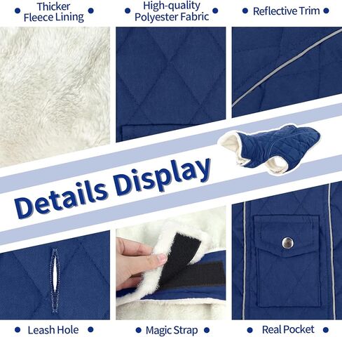 معطف شتوي للكلاب من Malier، معاطف مقاومة للرياح للطقس البارد مع جيب حقيقي، معطف شتوي دافئ إضافي للكلاب، سترة صوفية عاكسة، ملابس للكلاب الصغيرة والمتوسطة والكبيرة والجرو (أحمر، متوسط) in Kuwait