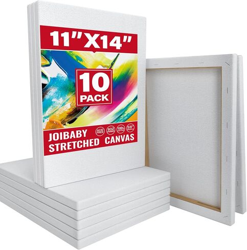 Stretched Canvas for Painting,10Pack 8X10 Inch Stretched White Blank Canvas,8 Oz Triple Primed 5/8" Profile Stretched Canvases,100% Cotton,Canvas for Painting, for Acrylics, Oils in Saudi Arabia