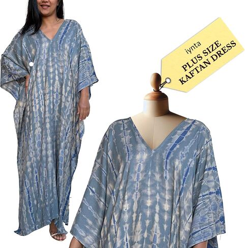 Plus Size Handmade Kaftan Dresses for Women - Tie-Dyed Oversized Dress, Swimsuit Coverup for Vacation and Night Out in Saudi Arabia