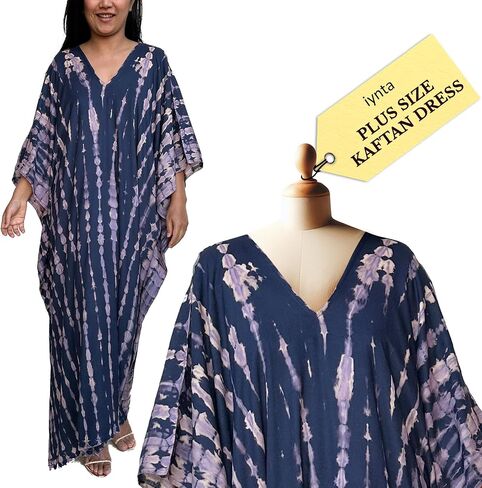 Plus Size Handmade Kaftan Dresses for Women - Tie-Dyed Oversized Dress, Swimsuit Coverup for Vacation and Night Out in Saudi Arabia