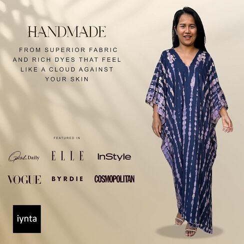 Plus Size Handmade Kaftan Dresses for Women - Tie-Dyed Oversized Dress, Swimsuit Coverup for Vacation and Night Out in Saudi Arabia