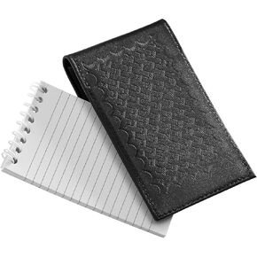 Black Leather Pocket Notepad Holder for 3x5 Inch Memo Pad Holder D and K Police Pocket Notebook, 1 3x5 Inch Lined Notepad Included