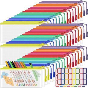 24 Pack Mesh Zipper Pouch Bags Small, Zipper Pencil Pouches, 9.3 x 4.7 in Clear Pencil Pouch Bulk, Pencil Bags with Zipper for Travel Storage