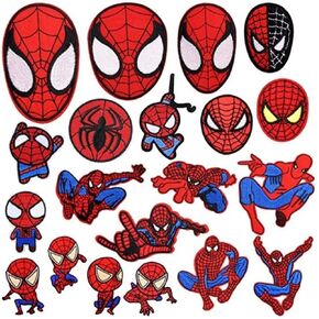 Mubal 20pcs Cute Cartoon Spider-Man Embroidered Iron On Patches, Sew On/Iron On Applique Embroidered Patches for T-Shirt, Jackets, Jeans, Vests,Hats, Backpacks