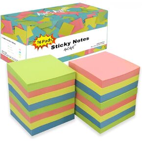 Sticky Notes 3x3, Self-Stick Notes, 36 Pads, 100 Sheets/Pad, Assorted Colors Stickies, Easy to Post Notes for Study, Works, Daily Life (36)
