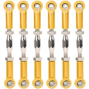 Dilwe RC Car Push Rod, 6Pcs Aluminum Alloy Adjustable Push Rods Compatible with 1/10 RC Truggy Buggy(Gold)