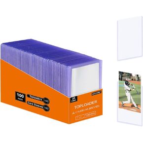 200Pcs Top Loaders for Cards (100Pcs Hard Plastic Card Holders & 100Pcs Penny Card Sleeves) 3" x 4", Card Protector Sleeves for Baseball Football Sports Cards, Standard Trading Cards