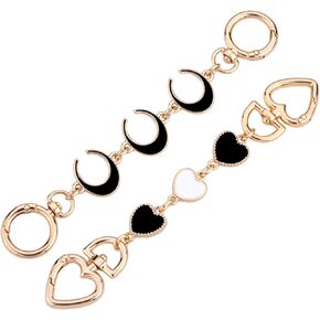 2pcs Purse Extender Chain, Exquisite Heart Pattern Bag Extender Chain Metal Purse Strap Extender Charm Chain Strap
