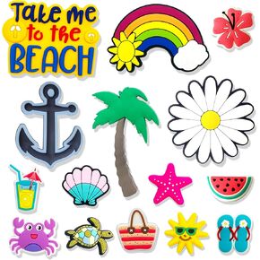 15pcs Hawaii Charms for Bogg Bag, Beach Bag Accessories for Bogg Bag/Simply Southern Insert Decorative for Handbag Beach Tote Bag, Rubber Beach Bag Accessories