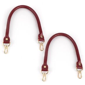 AUEAR, Replacement Handles Bag Purses Straps Black Handbag Strap with Gold Lobster Buckles for Small Handmade Bag Straw Bag (15.7 Inches, Style A, 2 Pack)