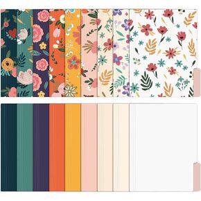EOOUT 18 Pack Decorative File Folders Floral Folders Cute File Folder, Letter Size Colored File Folders,1/3-Cut Tabs, 9.6 x 11.6 Inches, for Office, School, Home
