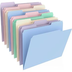 HABGP 9 Pcs Manilla Folders 8.5 x 11 Inch, 1/3-Cut Tab Colored File Folders Letter Size, Plastic Folders Aesthetic, School Business Office Manila Folders for Documents Paper