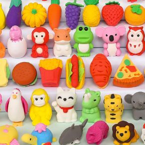 140 Pack Animal Erasers for Kids 3D Puzzle Mini Pencil Eraser Bulk Desk Pets Treasure Box Toy for Classroom School Prize Kids Party Favors Back to School Supplies Easter Egg Stuffers Gift (Random)