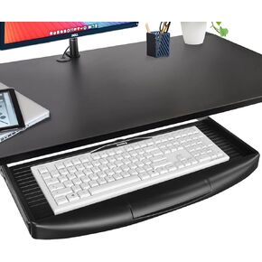 22"Wx11"D Under Desk Keyboard Tray Slide Out, Pull Out Keyboard Tray for Desk, Keyboard Holder Under Desk,Sturdy Keyboard Shelf Under Desk, Black Keyboard Drawer Desk Extender