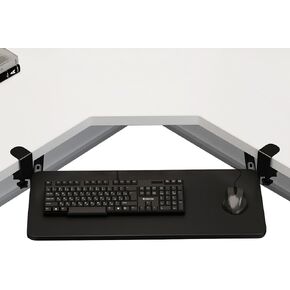 Wooden Adjustable Keyboard Tray Under Desk, Slide Out Keyboard & Mouse Platform Tray, C-Clamp Pull Out Computer Keyboard Drawer for Typing Home Office Desk(Style 1)