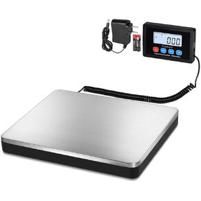 Fuzion Shipping Scale 440lb x 10g Accuracy, Postal Scale with Hold/Tare/Stainless Steel Platform, Digital Shipping Scale for Packages/Small Business/Luggage, Battery & AC/DC Adapter