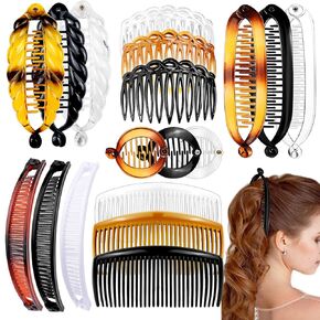 18 Pieces Hair Accessories - Plastic Twist Side Combs with 11/29 Teeth, Banana Clips, Hair Holders in 6 Styles for Women and Girls