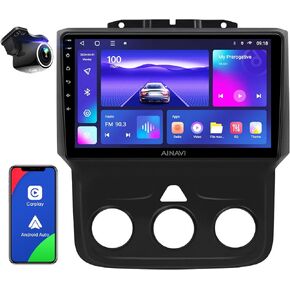 9-inch Android 12 Car Stereo for Dodge Ram 1500 2500 3500 2013-2018 Upgrade Radio DSP Auto Stereo (3GB+32GB) Wireless Apple CarPlay GPS Navigation 5G WiFi Bluetooth Replacement Installation Kit