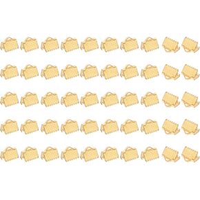 مشبك تجعيد بأطراف شريط 10 ملم من باتيكل، 500 قطعة من سوار نهاية تجعيد، مشبك تثبيت لأطراف الحبل من الجلد لصناعة المجوهرات اليدوية، معدن ذهبي فاتح in Kuwait