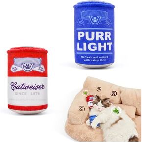 Potaroma Beer-Simulation Cat Toys 2Pcs Catnip Crinkly Sound Toy, Durable Kitten Bite Kicker Toys, Indoor Feline Exercise 4.0 Inches for All Breeds